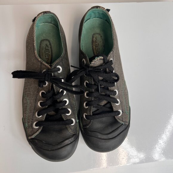 Keen Shoe Women 9 Leather Canvas Low Top Lace Up Sneaker Hike Trail Work Core Go - Picture 3 of 11